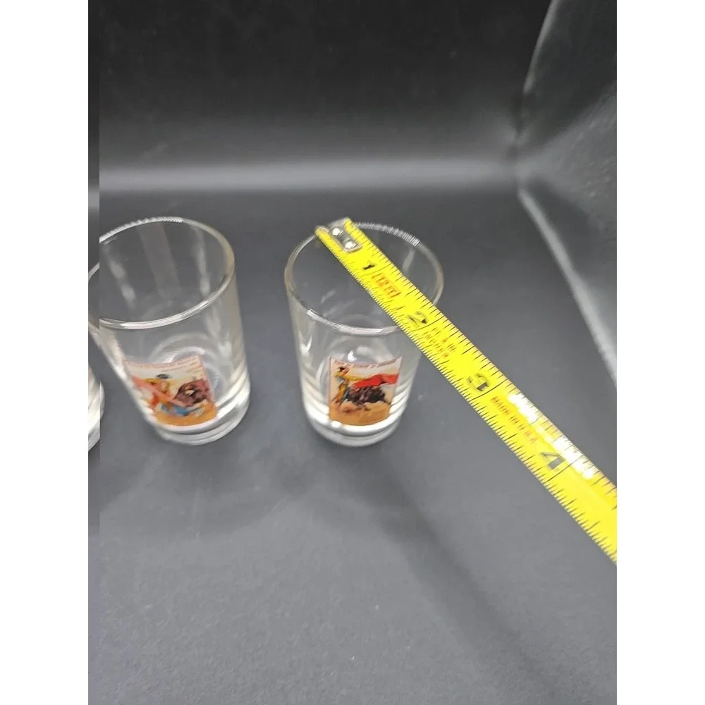 3 Vintage Plaza de Toros de Madrid Shot Glasses Bull Fighter Made In Portugal